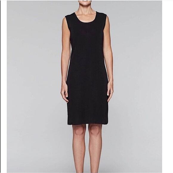 Misook Scoop Neck Knit Sleeveless Pullover Sheath Midi Acrylic Dress Black Sz 1X - Picture 1 of 10